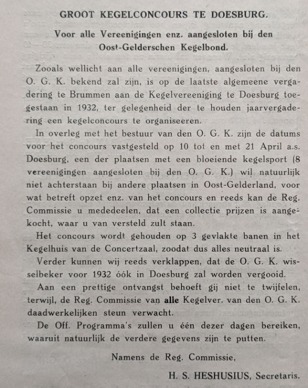 kegelconcours doesburg 1932